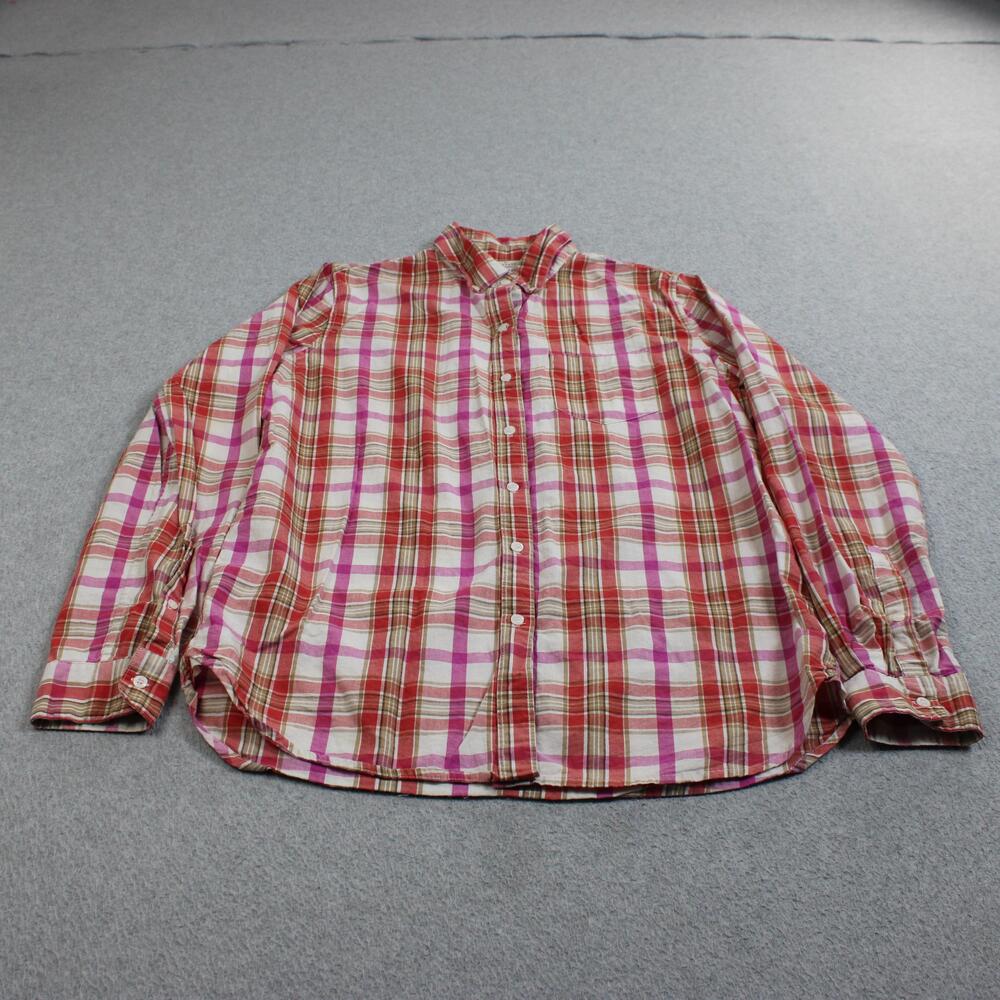 Birds Of Paradis Shirt Women Small Red Plaid Button Long Sleeve Coastal Boho
